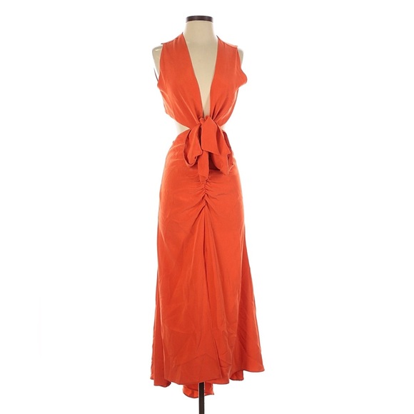 SILVIA TCHERASSI
Cartagena Cutout Silk Midi Dress In Orange XS - Picture 4 of 5